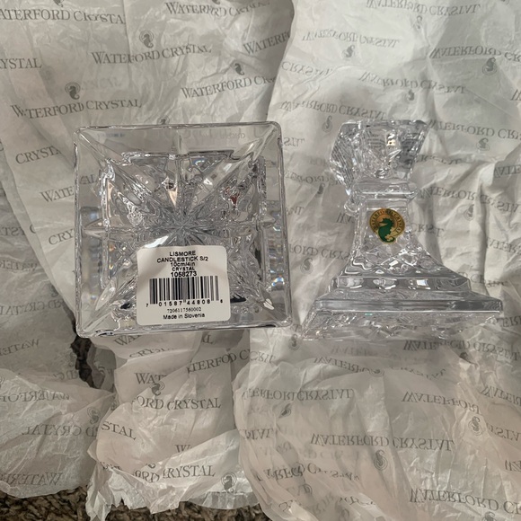 Waterford Giftology Clear 4-inch Lismore Candlestick (Set of 2) and Orange Tube - Picture 4 of 6